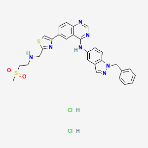 molecular formula C29H29Cl2N7O2S2 B10786581 N-(1-benzylindazol-5-yl)-6-[2-[(2-methylsulfonylethylamino)methyl]-1,3-thiazol-4-yl]quinazolin-4-amine;dihydrochloride 