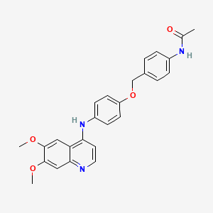 molecular formula C26H25N3O4 B10786592 N-(4-((4-((6,7-Dimethoxyquinolin-4-yl)amino)phenoxy)methyl)phenyl)acetamide 