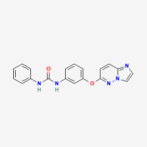 molecular formula C19H15N5O2 B10786615 N-[3-(imidazo[1,2-b]pyridazin-6-yloxy)phenyl]-N'-phenylurea 