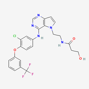 molecular formula C24H21ClF3N5O3 B10786700 N-{2-[4-({3-Chloro-4-[3-(trifluoromethyl)phenoxy]phenyl}amino)-5H-pyrrolo[3,2-d]pyrimidin-5-yl]ethyl}-3-hydroxypropanamide 