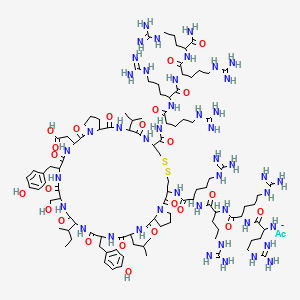 molecular formula C106H179AcN44O24S2- B10787317 Actinium;[1-[[1-[[1-[[1-[[8-[[1-[[1-[[1-[(1-amino-5-carbamimidamido-1-oxopentan-2-yl)amino]-5-carbamimidamido-1-oxopentan-2-yl]amino]-5-carbamimidamido-1-oxopentan-2-yl]amino]-5-carbamimidamido-1-oxopentan-2-yl]carbamoyl]-29-butan-2-yl-20-(carboxymethyl)-26-(hydroxymethyl)-23,32-bis[(4-hydroxyphenyl)methyl]-35-(2-methylpropyl)-2,10,13,19,22,25,28,31,34,37-decaoxo-11-propan-2-yl-5,6-dithia-1,9,12,18,21,24,27,30,33,36-decazatricyclo[36.3.0.014,18]hentetracontan-3-yl]amino]-5-carbamimidamido-1-oxopentan-2-yl]amino]-5-carbamimidamido-1-oxopentan-2-yl]amino]-5-carbamimidamido-1-oxopentan-2-yl]amino]-5-carbamimidamido-1-oxopentan-2-yl]azanide 