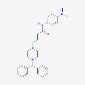 B010789 1-Piperazinebutanamide, N-(4-(dimethylamino)phenyl)-4-(diphenylmethyl)- CAS No. 107314-46-5
