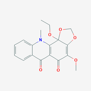 molecular formula C18H17NO6 B107894 11b-Ethoxy-4-methoxy-11-methyl-[1,3]dioxolo[4,5-c]acridine-5,6-dione CAS No. 17014-59-4