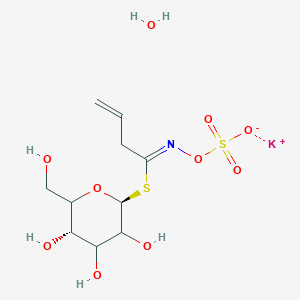 molecular formula C10H18KNO10S2 B10789477 potassium;[(Z)-1-[(2S,5S)-3,4,5-trihydroxy-6-(hydroxymethyl)oxan-2-yl]sulfanylbut-3-enylideneamino] sulfate;hydrate 