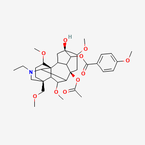 molecular formula C35H49NO10 B10789737 [(1S,5S,8R,13S)-8-acetyloxy-11-ethyl-5-hydroxy-6,16,18-trimethoxy-13-(methoxymethyl)-11-azahexacyclo[7.7.2.12,5.01,10.03,8.013,17]nonadecan-4-yl] 4-methoxybenzoate 