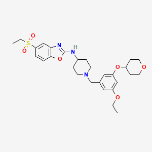 molecular formula C28H37N3O6S B10790416 N-(1-(3-ethoxy-5-(tetrahydro-2H-pyran-4-yloxy)benzyl)piperidin-4-yl)-5-(ethylsulfonyl)benzo[d]oxazol-2-amine 