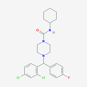 molecular formula C24H28Cl2FN3O B10790431 N-cyclohexyl-4-[(2,4-dichlorophenyl)(4-fluorophenyl)methyl]piperazine-1-carboxamide 