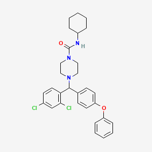 molecular formula C30H33Cl2N3O2 B10790456 N-cyclohexyl-4-[(2,4-dichlorophenyl)(4-phenoxyphenyl)methyl]piperazine-1-carboxamide 