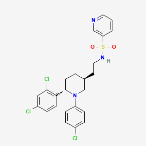 molecular formula C24H24Cl3N3O2S B10790627 N-(2-((3S,6S)-1-(4-chlorophenyl)-6-(2,4-dichlorophenyl)piperidin-3-yl)ethyl)pyridine-3-sulfonamide 
