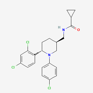 molecular formula C22H23Cl3N2O B10790663 N-(((3S,6S)-1-(4-chlorophenyl)-6-(2,4-dichlorophenyl)piperidin-3-yl)methyl)cyclopropanecarboxamide 