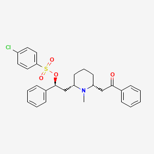 molecular formula C28H30ClNO4S B10790762 (2S,6S,2R)-2-[6-(2-p-Chloro-benzenesulfonyloxy-2-phenylethyl)-1-methylpiperidin-2-yl]-1-phenylethanone hydrochloride 