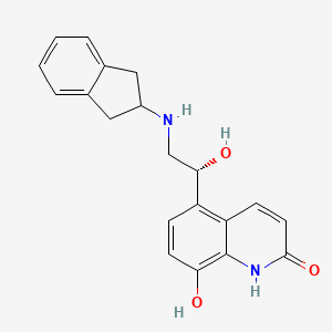 molecular formula C20H20N2O3 B10790984 8-Hydroxy-5-[(R)-1-hydroxy-2-(indan-2-ylamino)-ethyl]-1H-quinolin-2-one 