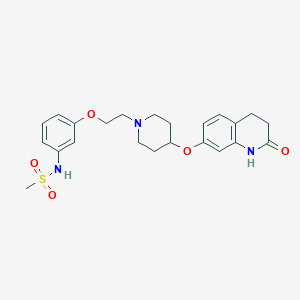 molecular formula C23H29N3O5S B10791013 N-(3-(2-(4-(2-oxo-1,2,3,4-tetrahydroquinolin-7-yloxy)piperidin-1-yl)ethoxy)phenyl)methanesulfonamide 