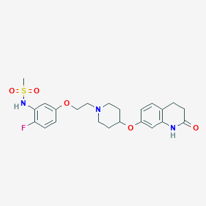 molecular formula C23H28FN3O5S B10791055 N-(2-fluoro-5-(2-(4-(2-oxo-1,2,3,4-tetrahydroquinolin-7-yloxy)piperidin-1-yl)ethoxy)phenyl)methanesulfonamide 