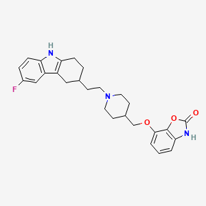 molecular formula C27H30FN3O3 B10791129 7-((1-(2-(6-fluoro-2,3,4,9-tetrahydro-1H-carbazol-3-yl)ethyl)piperidin-4-yl)methoxy)benzo[d]oxazol-2(3H)-one 