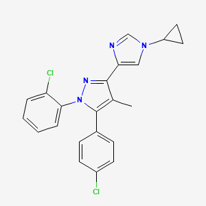 molecular formula C22H18Cl2N4 B10791145 1-(2-chlorophenyl)-5-(4-chlorophenyl)-3-(1-cyclopropyl-1H-imidazol-4-yl)-4-methyl-1H-pyrazole 
