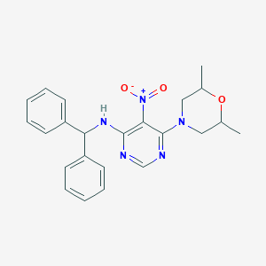 molecular formula C23H25N5O3 B10791313 N-benzhydryl-6-(2,6-dimethylmorpholino)-5-nitropyrimidin-4-amine 
