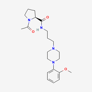 molecular formula C21H32N4O3 B10791491 (S)-1-acetyl-N-(3-(4-(2-methoxyphenyl)piperazin-1-yl)propyl)pyrrolidine-2-carboxamide 