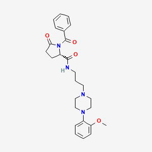 molecular formula C26H32N4O4 B10791496 (S)-1-benzoyl-N-(3-(4-(2-methoxyphenyl)piperazin-1-yl)propyl)-5-oxopyrrolidine-2-carboxamide 