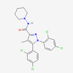 molecular formula C22H20Cl4N4O B10791646 1,5-bis(2,4-Dichlorophenyl)-4-methyl-N-piperidin-1-yl-1Hpyrazole-3-carboxamide 