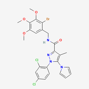 molecular formula C25H23BrCl2N4O4 B10791900 N-(2-Bromo-3,4,5-trimethoxybenzyl)1-(2,4-dichlorophenyl)-4-methyl-5-(1H-pyrrol-1-yl)-1H-pyrazole-3-carboxamide 