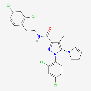 molecular formula C23H18Cl4N4O B10791902 N-[2-(2,4-Dichlorophenyl)ethyl]1-(2,4-dichlorophenyl)-4-methyl-5-(1H-pyrrol-1-yl)-1H-pyrazole-3-carboxamide 