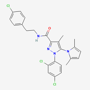 molecular formula C25H23Cl3N4O B10791923 N-[2-(4-Chlorophenyl)ethyl]1-(2,4-dichlorophenyl)-5-(2,5-dimethyl-1H-pyrrol-1-yl)-4-methyl-1H-pyrazole-3-carboxamide 