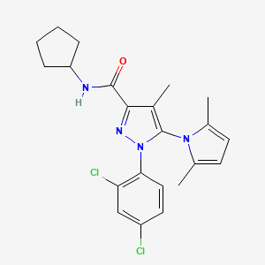 molecular formula C22H24Cl2N4O B10791931 N-Cyclopentyl-1-(2,4-dichlorophenyl)-5-(2,5-dimethyl-1H-pyrrol-1-yl)-4-methyl-1H-pyrazole-3-carboxamide 