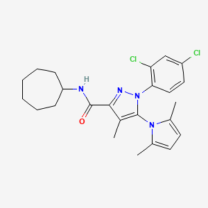 molecular formula C24H28Cl2N4O B10791941 N-Cycloheptyl-1-(2,4-dichlorophenyl)-5-(2,5-dimethyl-1H-pyrrol-1-yl)-4-methyl-1H-pyrazole-3-carboxamide 