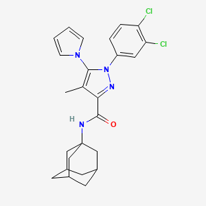 molecular formula C25H26Cl2N4O B10791949 N-(Adamant-1-yl)1-(3,4-dichlorophenyl)-4-methyl-5-(1H-pyrrol-1-yl)-1H-pyrazole-3-carboxamide 