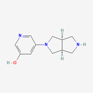 molecular formula C11H15N3O B10791974 5-[(3aS,6aR)-2,3,3a,4,6,6a-hexahydro-1H-pyrrolo[3,4-c]pyrrol-5-yl]pyridin-3-ol 