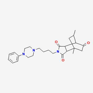 molecular formula C26H35N3O3 B10792044 1,11-Dimethyl-4-[4-(4-phenylpiperazin-1-yl)butyl]-4-azatricyclo[5.2.2.02,6]undecane-3,5,8-trione 