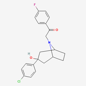 molecular formula C21H21ClFNO2 B10792094 2-[3-(4-Chlorophenyl)-3-hydroxy-8-azabicyclo[3.2.1]oct-8-yl]-1-(4-fluorophenyl)ethanone 