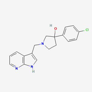 molecular formula C18H18ClN3O B10792112 3-(4-Chlorophenyl)-1-(1H-pyrrolo[2,3-b]pyridin-3-ylmethyl)pyrrolidin-3-ol 