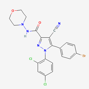 molecular formula C21H16BrCl2N5O2 B10792302 1-(2,4-Dichlorophenyl)-4-cyano-5-(4-bromophenyl)-N-morpholino-1H-pyrazole-3-carboxamide 