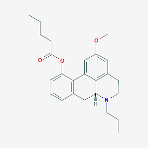 molecular formula C25H31NO3 B10792321 Pentanoic acid (R)-2-methoxy-6-propyl-5,6,6a,7-tetrahydro-4H-dibenzo[de,g]quinolin-11-yl ester 