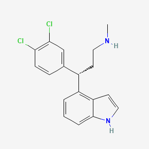 molecular formula C18H18Cl2N2 B10792363 (S)-3-(3,4-dichlorophenyl)-3-(1H-indol-4-yl)-N-methylpropan-1-amine hydrochloride 