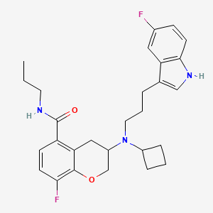 molecular formula C28H33F2N3O2 B10792441 3-{Cyclobutyl[3-(5-fluoro-1H-indol-3-yl)propyl]amino}-8-fluoro-N-propylchromane-5-carboxamide 