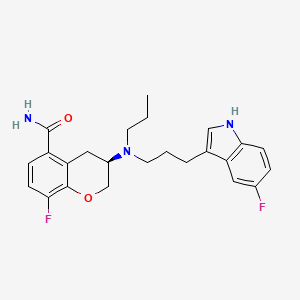 molecular formula C24H27F2N3O2 B10792491 (3R)-(-)-8-Fluoro-3-{[3-(5-fluoro-1H-indol-3-yl)propyl](propyl)amino}chromane-5-carboxamide 
