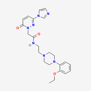 molecular formula C23H29N7O3 B10792541 2-(3-(1H-imidazol-1-yl)-6-oxopyridazin-1(6H)-yl)-N-(2-(4-(2-ethoxyphenyl)piperazin-1-yl)ethyl)acetamide 