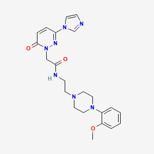 molecular formula C22H27N7O3 B10792557 2-(3-(1H-imidazol-1-yl)-6-oxopyridazin-1(6H)-yl)-N-(2-(4-(2-methoxyphenyl)piperazin-1-yl)ethyl)acetamide 