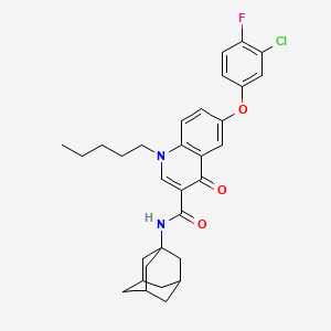 molecular formula C31H34ClFN2O3 B10792758 N-(Adamant-1-yl)-6-(3-chloro-4-fluorophenoxy)-4-oxo-1-pentyl-1,4-dihydroquinoline-3-carboxamide 