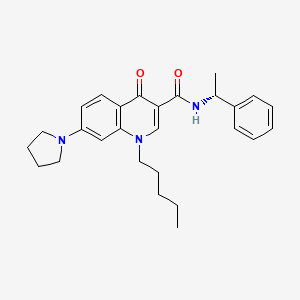 molecular formula C27H33N3O2 B10792762 (R)-4-Oxo-1-pentyl-N-(1-phenylethyl)-7-(pyrrolidin-1-yl)-1,4-dihydroquinoline-3-carboxamide 