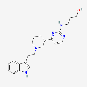 molecular formula C22H29N5O B10792796 3-(4-(1-(2-(1H-indol-3-yl)ethyl)piperidin-3-yl)pyrimidin-2-ylamino)propan-1-ol 