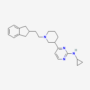 molecular formula C23H30N4 B10792816 N-cyclopropyl-4-(1-(2-(2,3-dihydro-1H-inden-2-yl)ethyl)piperidin-3-yl)pyrimidin-2-amine 