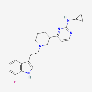 molecular formula C22H26FN5 B10792840 N-cyclopropyl-4-(1-(2-(7-fluoro-1H-indol-3-yl)ethyl)piperidin-3-yl)pyrimidin-2-amine 