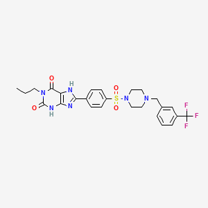 molecular formula C26H27F3N6O4S B10793167 1-Propyl-8-(4-(4-(3-trifluoromethylbenzyl)piperazine-1-sulfonyl)phenyl)-3,7-dihydropurine-2,6-dione 
