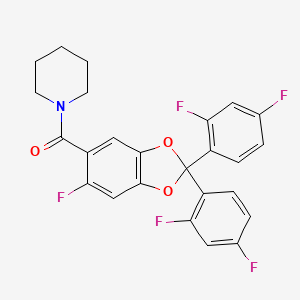 molecular formula C25H18F5NO3 B10793305 (2,2-Bis(2,4-difluorophenyl)-6-fluorobenzo[d][1,3]dioxol-5-yl)(piperidin-1-yl)methanone 