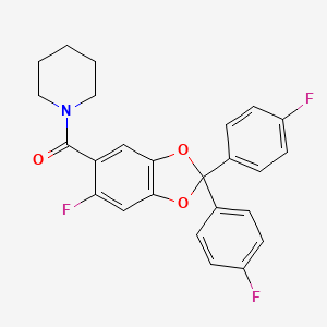 molecular formula C25H20F3NO3 B10793315 (6-Fluoro-2,2-bis(4-fluorophenyl)benzo[d][1,3]dioxol-5-yl)(piperidin-1-yl)methanone 
