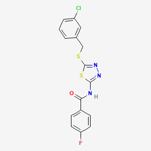 molecular formula C16H11ClFN3OS2 B10793427 N-(5-(3-chlorobenzylthio)-1,3,4-thiadiazol-2-yl)-4-fluorobenzamide 